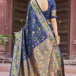Ratatouille Navy Blue Paithani Silk Saree With Lagniappe Blouse Piece