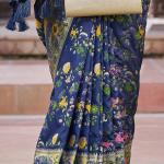 Ratatouille Navy Blue Paithani Silk Saree With Lagniappe Blouse Piece