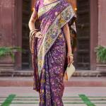 Scrupulous Purple Paithani Silk Saree With Skinny Blouse Piece