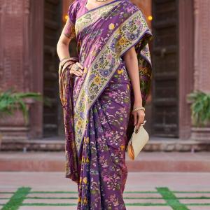 Scrupulous Purple Paithani Silk Saree With Skinny Blouse Piece