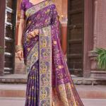 Scrupulous Purple Paithani Silk Saree With Skinny Blouse Piece