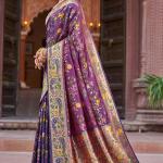 Scrupulous Purple Paithani Silk Saree With Skinny Blouse Piece