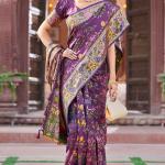 Scrupulous Purple Paithani Silk Saree With Skinny Blouse Piece