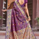 Scrupulous Purple Paithani Silk Saree With Skinny Blouse Piece