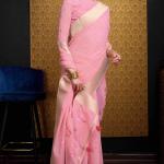 Nectarous Pink Cotton Silk Saree With Ethereal Blouse Piece