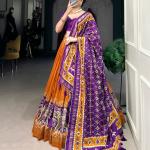 Ethnic Yellow & Purple Lehenga Choli with Tassels & Patola Print