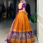 Ethnic Yellow & Purple Lehenga Choli with Tassels & Patola Print