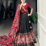 Ethnic Black Maroon Lehenga Choli with Tassels & Patola Print