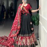 Ethnic Black Maroon Lehenga Choli with Tassels & Patola Print