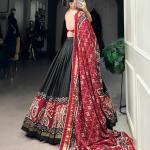 Ethnic Black Maroon Lehenga Choli with Tassels & Patola Print