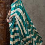 Scintillating Rama Ajrakh Printed Semi Modal Silk Saree With Smashing Blouse Piece