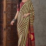 Surreptitious Green Ajrakh Printed Semi Modal Silk Saree With Pleasant Blouse Piece