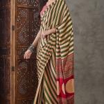 Surreptitious Green Ajrakh Printed Semi Modal Silk Saree With Pleasant Blouse Piece