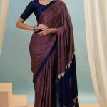 Extraordinary Wine Ajrakh Printed Semi Modal Silk Saree With Gorgeous Blouse Piece