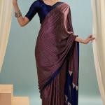 Extraordinary Wine Ajrakh Printed Semi Modal Silk Saree With Gorgeous Blouse Piece