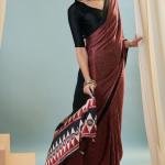 Enthralling Maroon Ajrakh Printed Semi Modal Silk Saree With Desuetude Blouse Piece