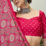 Snazzy Dark Pink Ajrakh Printed Semi Modal Silk Saree With Serendipity Blouse Piece