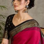 Surpassing Dark Pink Ajrakh Printed Semi Modal Silk Saree With Imaginative Blouse Piece