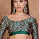 Redolent Off White Ajrakh Printed Semi Modal Silk Saree With Gleaming Blouse Piece