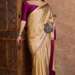 Pleasurable Beige Ajrakh Printed Semi Modal Silk Saree With Profuse Blouse Piece