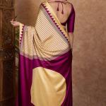 Pleasurable Beige Ajrakh Printed Semi Modal Silk Saree With Profuse Blouse Piece