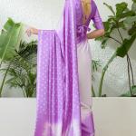 Scrupulous Lavender Digital Printed Satin Silk Saree With Cynosure Blouse Piece