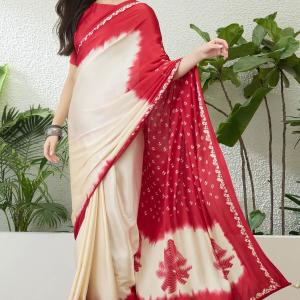 Sophisticated Maroon Digital Printed Satin Silk Saree With Eclat Blouse Piece