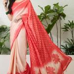 Smart Pink Digital Printed Satin Silk Saree With Whimsical Blouse Piece
