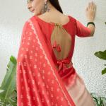 Smart Pink Digital Printed Satin Silk Saree With Whimsical Blouse Piece