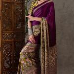 Supernal Purple Ajrakh Printed Semi Modal Silk Saree With Resplendent Blouse Piece