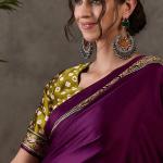 Supernal Purple Ajrakh Printed Semi Modal Silk Saree With Resplendent Blouse Piece