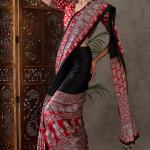 Ravishing Black Ajrakh Printed Semi Modal Silk Saree With Excellent Blouse Piece