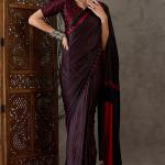 Diaphanous Black Ajrakh Printed Semi Modal Silk Saree With Majestic Blouse Piece