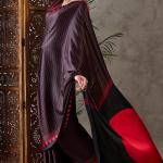 Diaphanous Black Ajrakh Printed Semi Modal Silk Saree With Majestic Blouse Piece