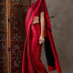Ornate Red Ajrakh Printed Semi Modal Silk Saree With Alluring Blouse Piece