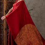 Panache Red Ajrakh Printed Semi Modal Silk Saree With Chatoyant Blouse Piece