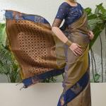 Flattering Mustard Pure Zari Weaving Banarasi Silk Saree With Glorious Blouse Piece