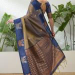 Flattering Mustard Pure Zari Weaving Banarasi Silk Saree With Glorious Blouse Piece