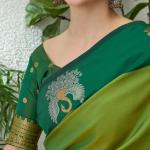 Flamboyant Green Pure Zari Weaving Banarasi Silk Saree With Fantabulous Blouse Piece