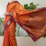 Supernal Orange Pure Zari Weaving Banarasi Silk Saree With Evocative Blouse Piece