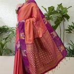 Elaborate Pink Pure Zari Weaving Banarasi Silk Saree With Innovative Blouse Piece