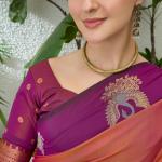 Elaborate Pink Pure Zari Weaving Banarasi Silk Saree With Innovative Blouse Piece