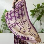 Panache Purple Kalamkari Printed Satin Silk Saree With Denouement Blouse Piece