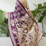 Panache Purple Kalamkari Printed Satin Silk Saree With Denouement Blouse Piece