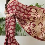 Divine Maroon Kalamkari Printed Satin Silk Saree With Desirable Blouse Piece