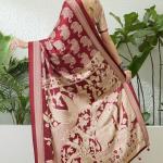 Divine Maroon Kalamkari Printed Satin Silk Saree With Desirable Blouse Piece
