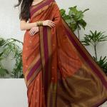Seraphic Orange Pure Zari Weaving Banarasi Silk Saree With Enamoring Blouse Piece