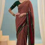 Gossamer Red Printed Cotton Silk Saree With Preferable Blouse Piece