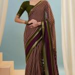 Sophisticated Wine Printed Cotton Silk Saree With Bucolic Blouse Piece