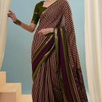 Sophisticated Wine Printed Cotton Silk Saree With Bucolic Blouse Piece